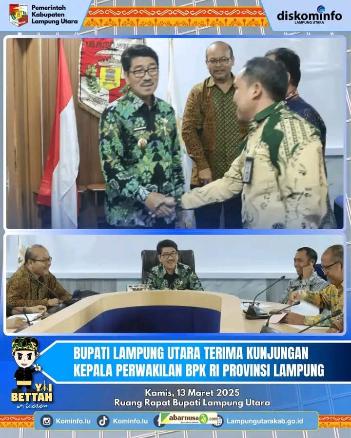 Bupati Lampung Utara Terima Kunjungan Kepala Perwakilan BPK RI Provinsi Lampung