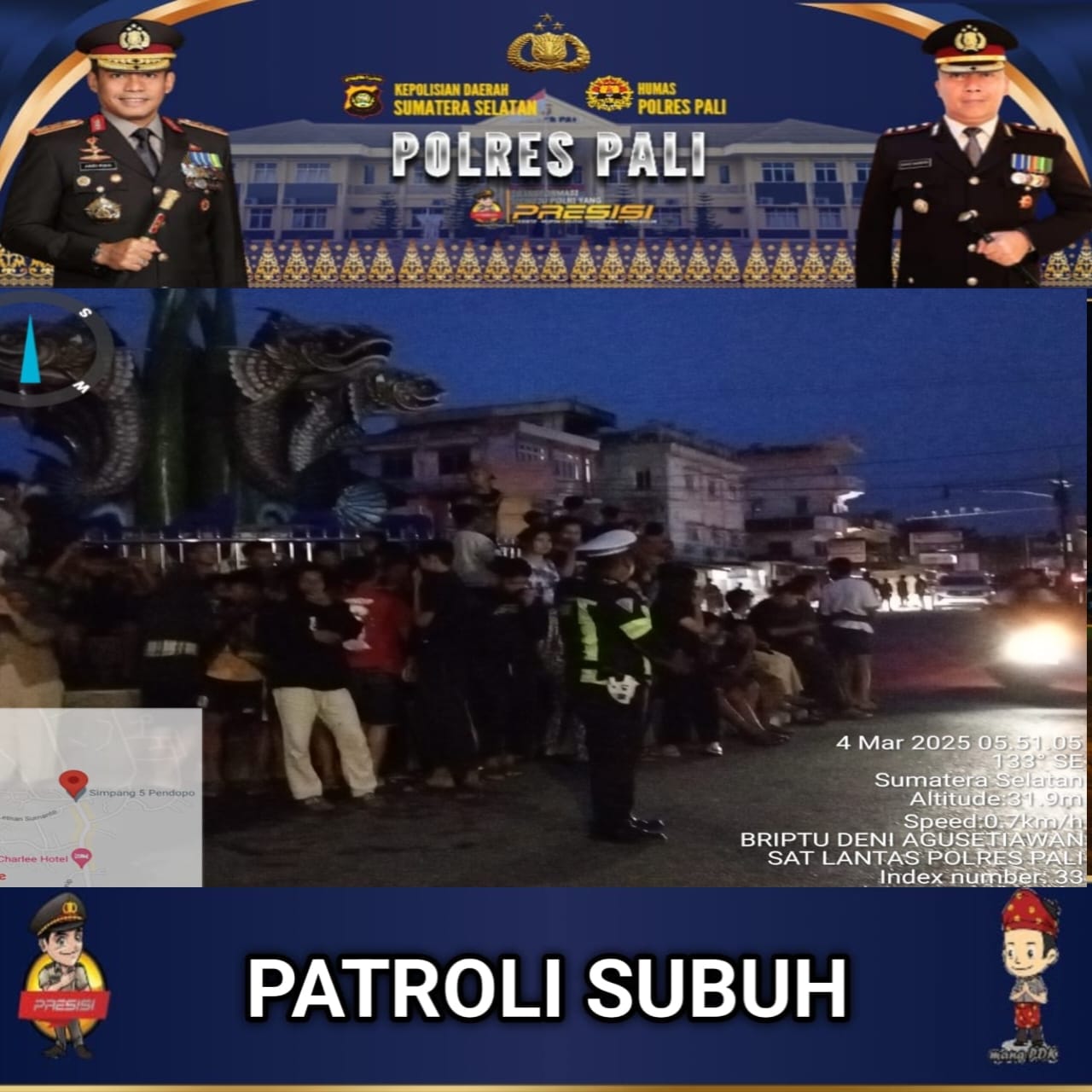 Satlantas Polres PALI Lakukan Patroli Subuh