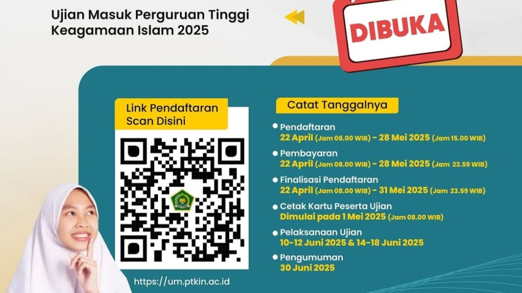Pendaftaran Ujian Masuk PTKIN Dibuka, Ini Cara Daftar dan Jadwalnya
