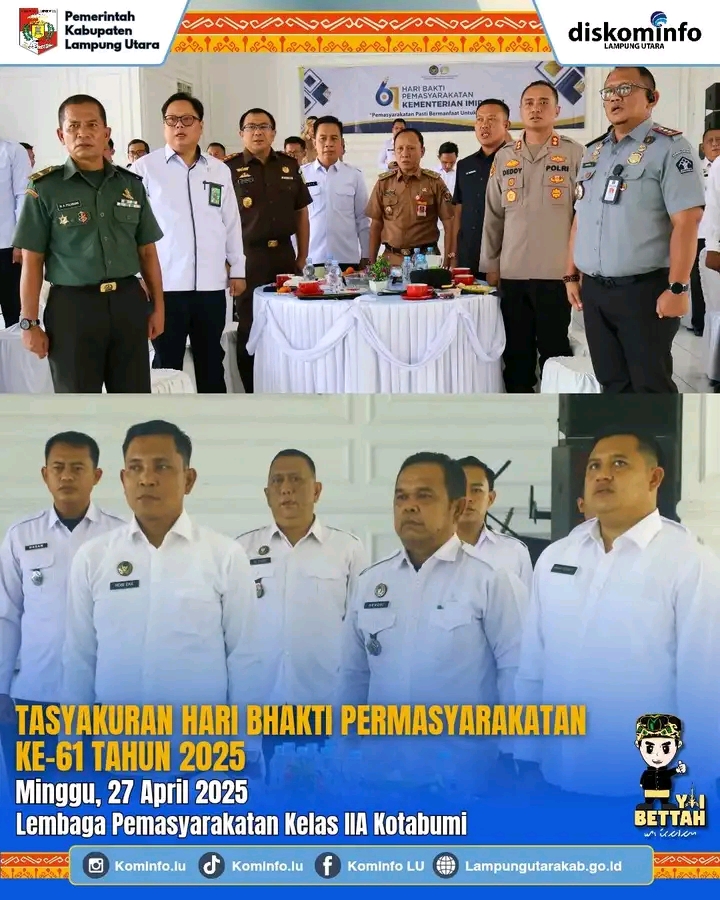 Pemkab Lampura Hadiri Tasyakuran Hari Bhakti Pemasyarakatan Ke- 61 Di Lapas Kls IIA Kotabumi