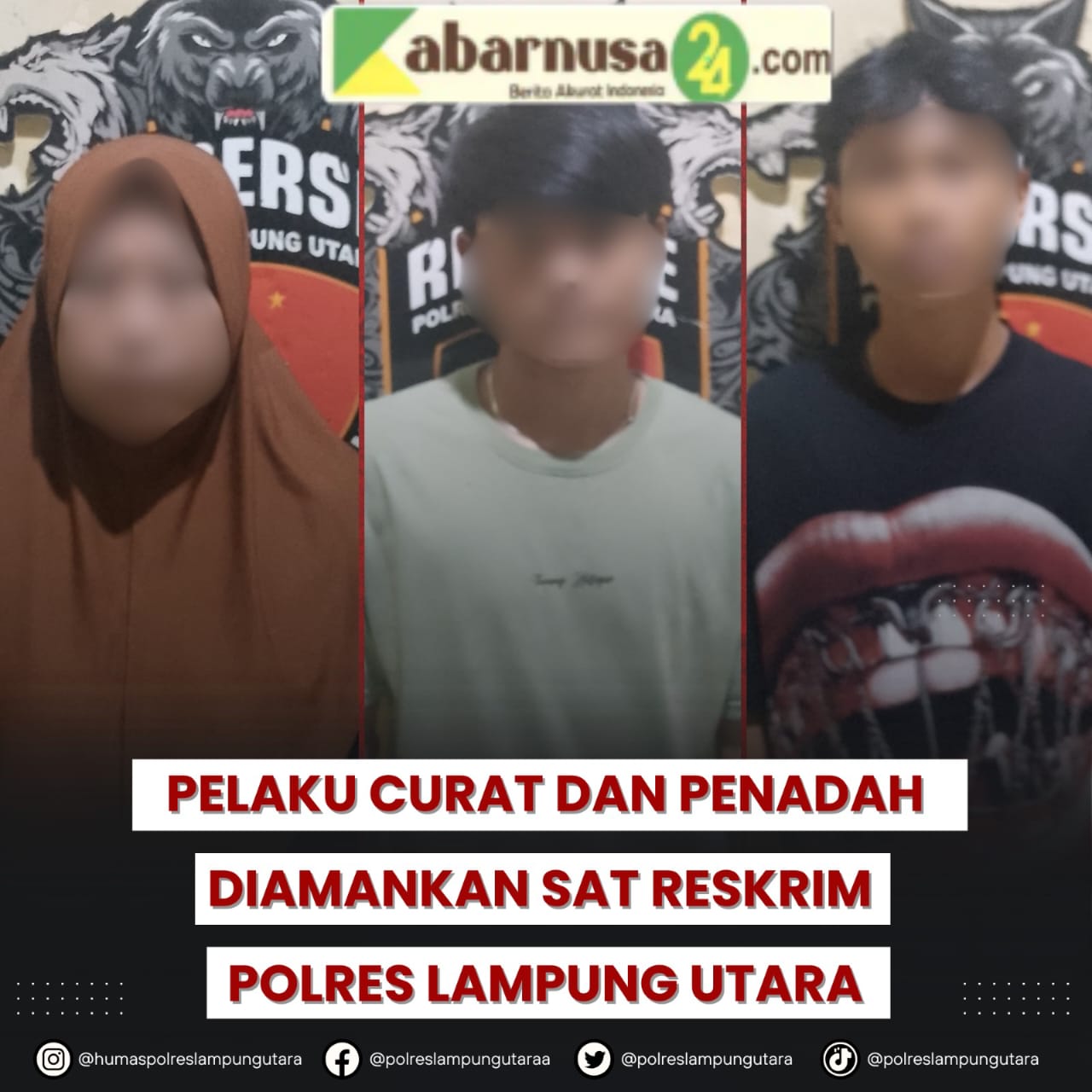 Pelaku Curat dan Penadah Diamankan Sat Reskrim Polres Lampung Utara