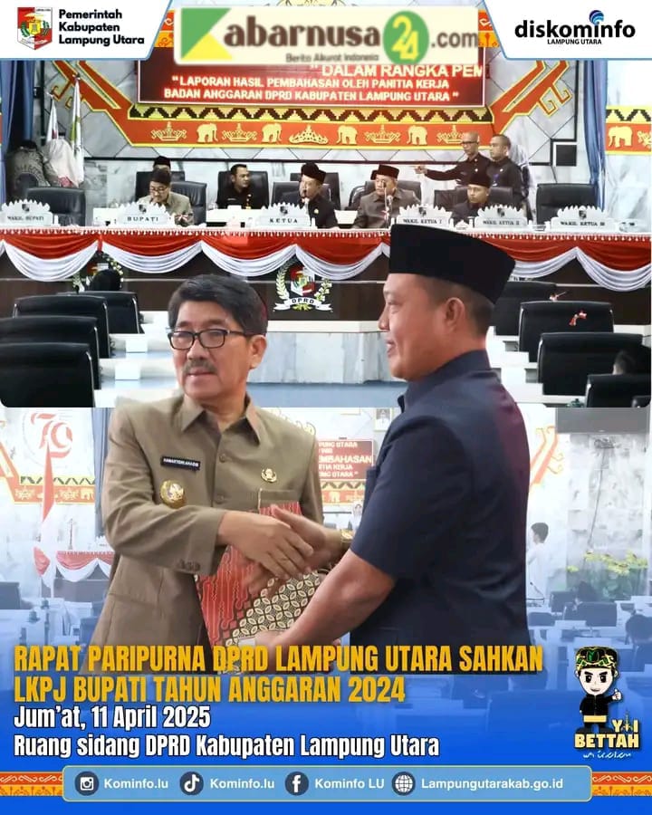 Rapat Paripurna DPRD Lampung Utara Sahkan LKPJ Bupati Tahun Anggaran 2024