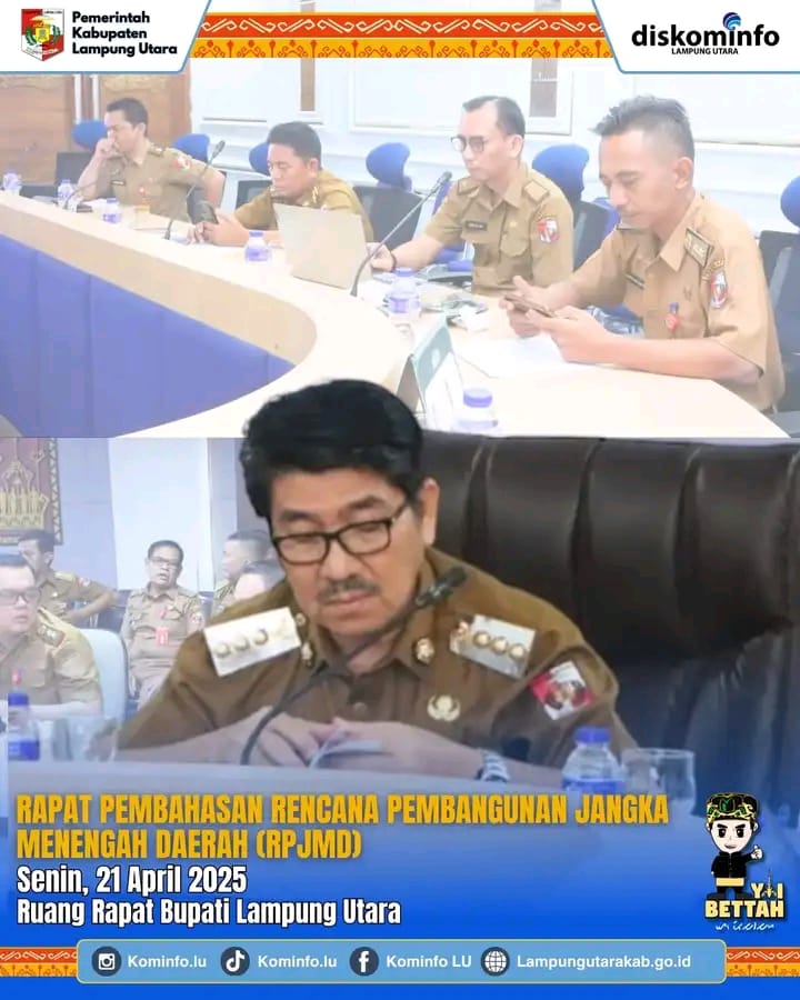 Bupati Lampung Utara Pimpin Rapat Pembahasan RPJPD