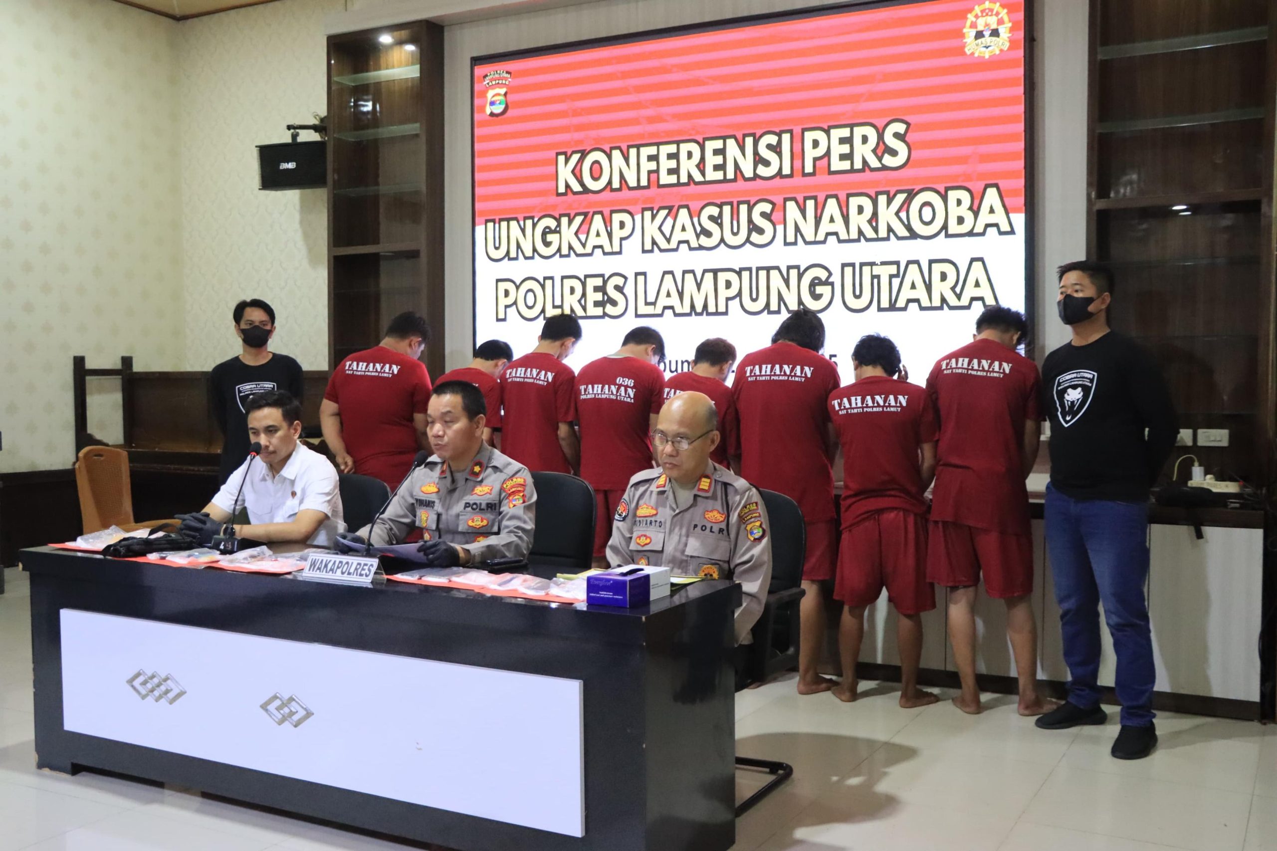 Priode April 2025, Sat Narkoba Polres Lampung Utara Ungkap 5 Kasus Penyalahgunaan Narkoba Dengan Mengamankan 8 Tersangka