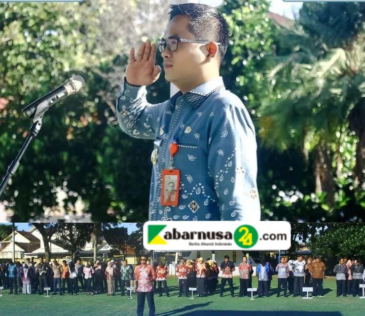 Kadis Kominfo Gunaido Uthama, S . Tp., M.H Pimpin Apel Pagi di Halaman Kantor Pemda Lampung utara