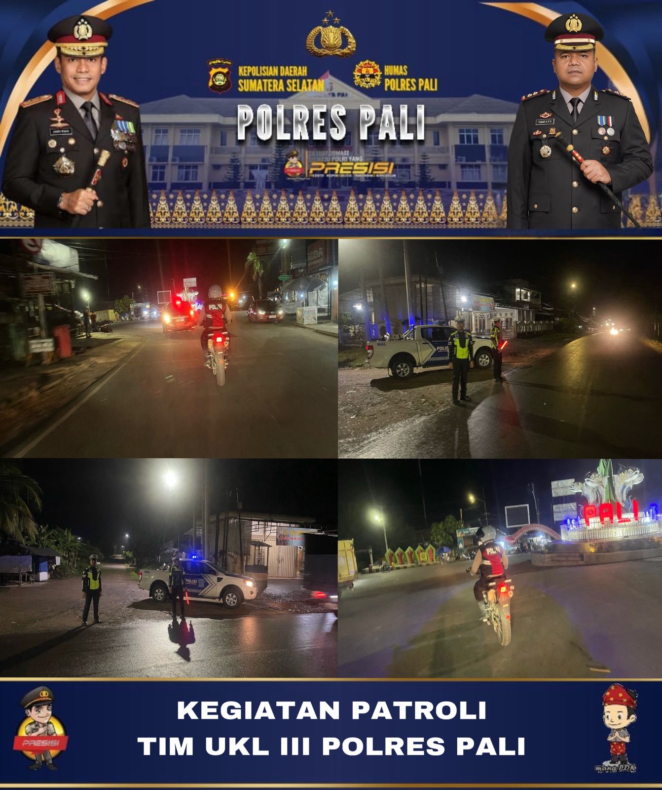 Personel Gabungan dari Tim UKL III Polres PALI Menggelar Razia Terpadu Dalam Rangka Kegiatan Rutin Yang Ditingkatkan (KRYD)