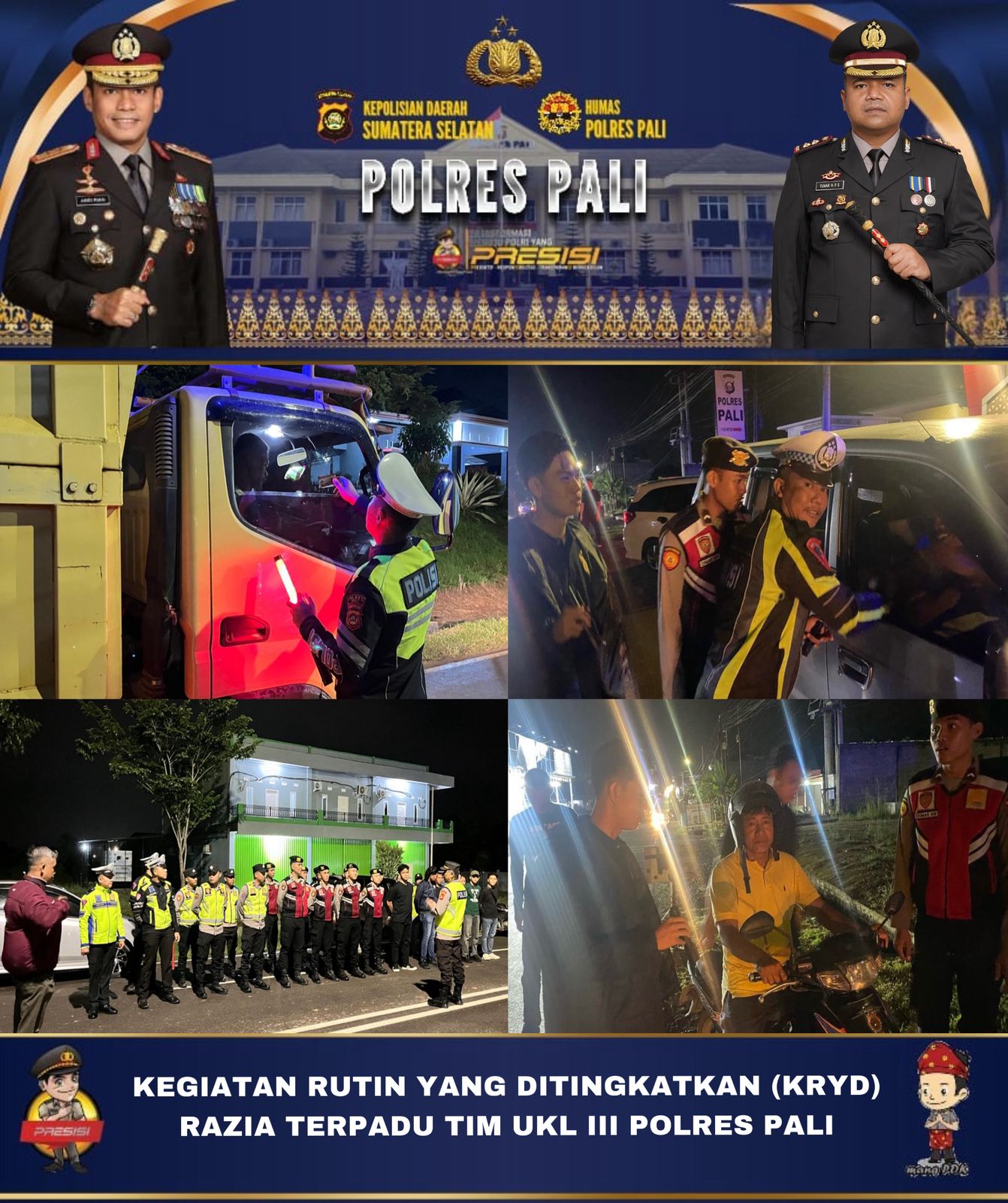 Tim UKL III Polres PALI Gelar Razia Terpadu, Ciptakan Situasi Kamtibmas Kondusif di Wilayah Hukum Polres PALI