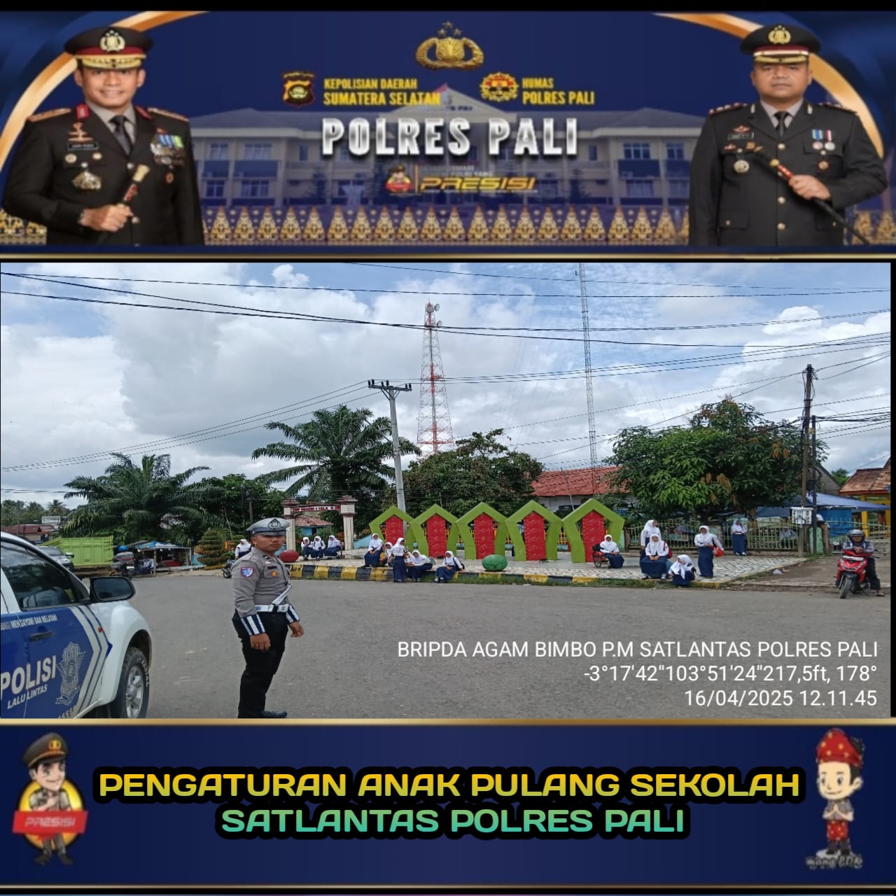 SATLANTAS POLRES PALI ATUR KEPULANGAN SISWA SMPN 1 TALANG UBI, CIPTAKAN LALIN AMAN DAN TERTIB