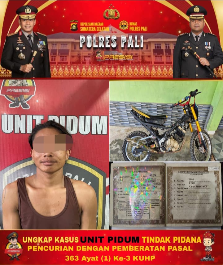 Satreskrim Polres PALI Berhasil Bekuk Pria diduga Mencuri Motor