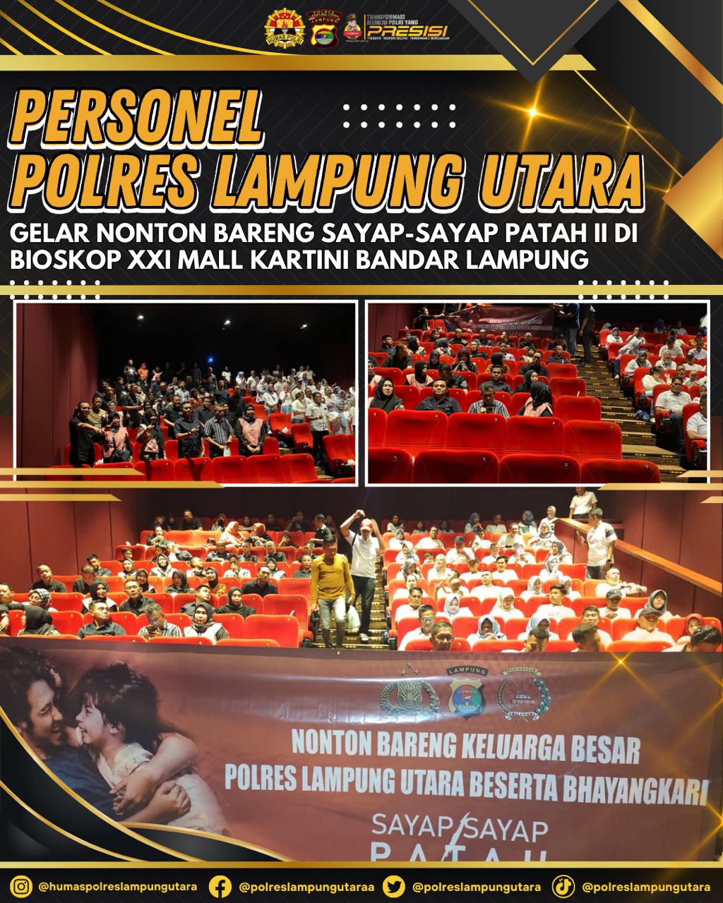 Timbulkan Rasa Nasionalisme, Polres Lampung Utara Gelar Nobar Film Sayap - Sayap Patah 2