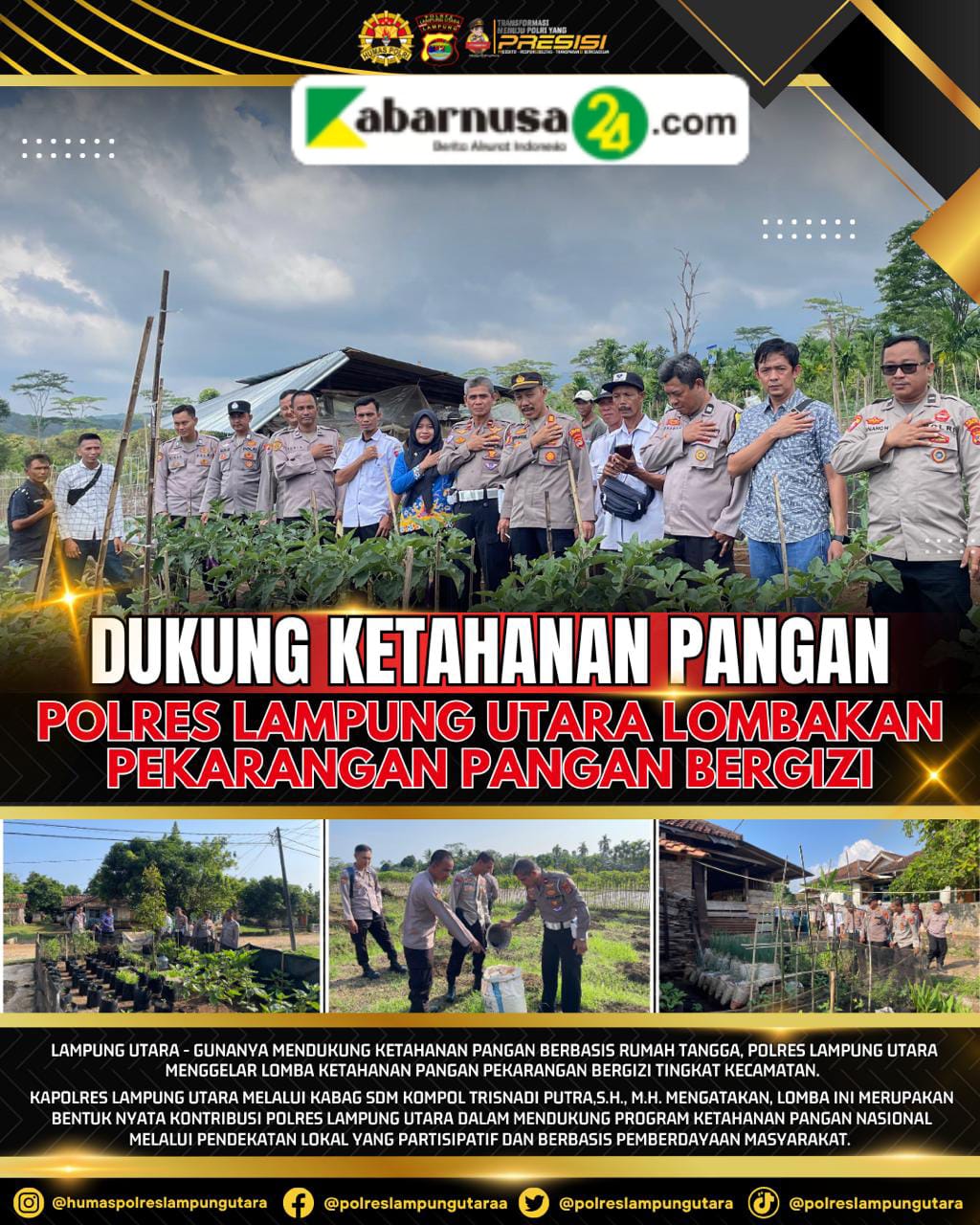 Dukung Ketahanan Pangan, Polres Lampung Utara Lombakan Pekarangan Pangan Bergizi