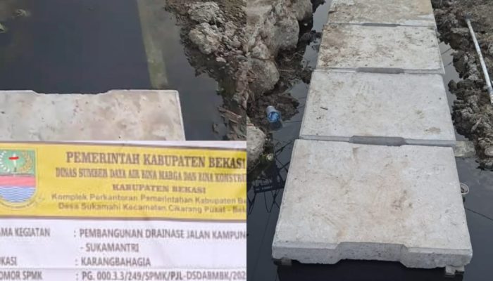 Proyek U- ditch oleh CV Sri Rahayu Panca Kusuma di Jalan Raya Sukamantri Karangbahagia Asal – asalan,Diduga Jadi Bancakan 