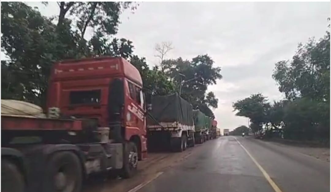 Diduga PT.Arwana Tidak Sediakan Kantong Parkir, Akibatnya Mobil Trailer Pengangkut Bahan Baku Parkir di Bahu Jalan