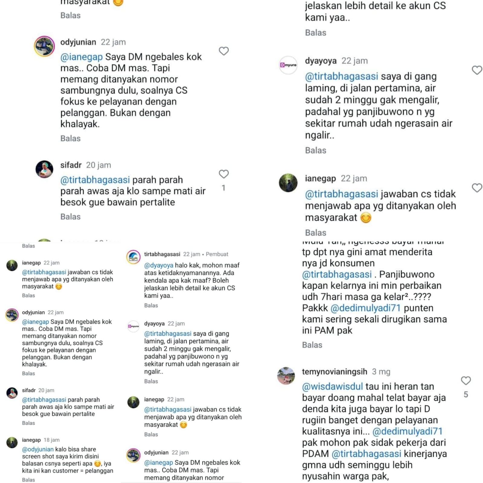 Akun IG Kolom Komentar PDAM Tirta Bhagasasi Dibanjiri Komentar Keluhan Masyarakat Pelanggan ? Keterangan foto: foto Istimewa