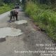 Pemerintah Desa Air Timur Bahu Membahu Dengan PT Abuhrahmi Memperbaiki Kerusakan Jalan.