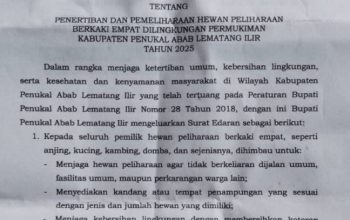 Dalam Rangka Menjaga Ketertiban Umum Bupati Asgianto ST Mengeluarkan Surat Edaran Penertiban Hewan Berkaki Empat