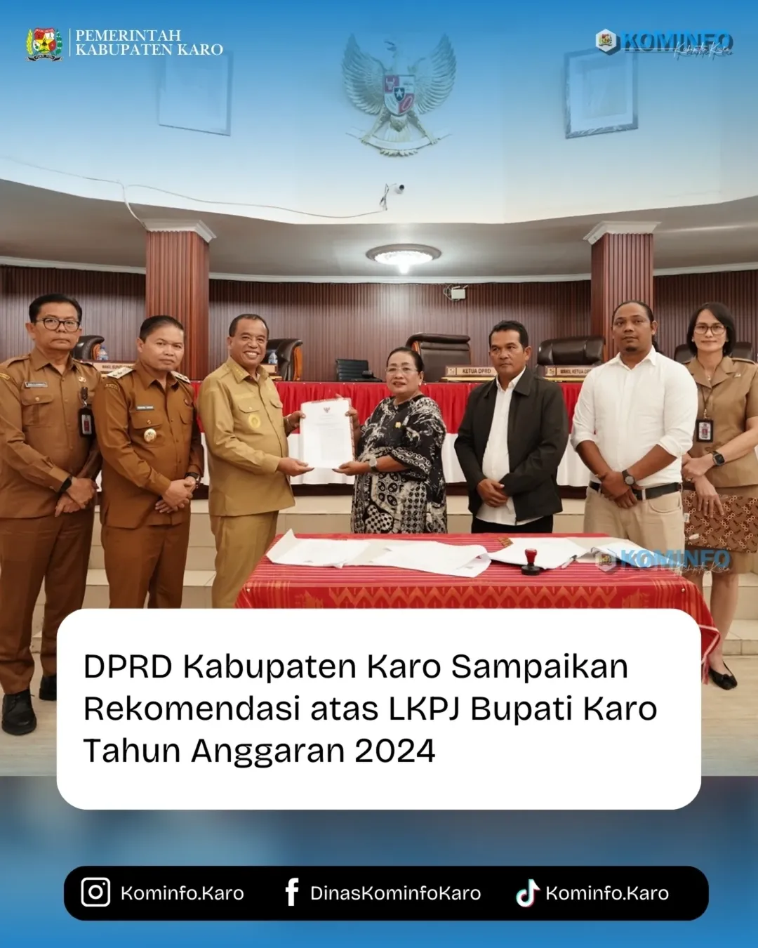 DPRD Kabupaten Karo Sampaikan Rekomendasi atas LKPJ Bupati Karo Tahun Anggaran 2024