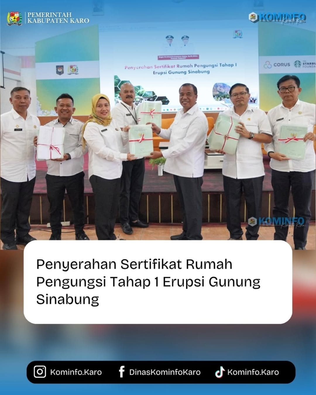 Musrenbang RPJMD 2025–2029, Bupati Karo Serahkan SHM untuk Warga Relokasi dan Penghargaan Inovasi Pemerintah Daerah