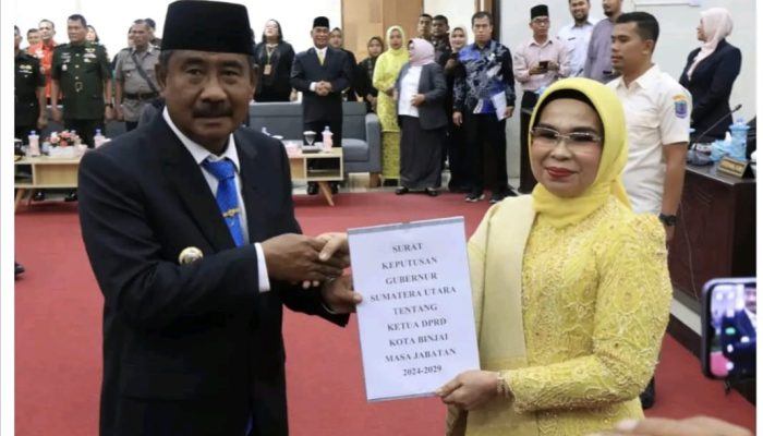 Pelantikan Ketua DPRD Kota Binjai, Wali Kota Binjai Sampaikan Harapan Kolaborasi