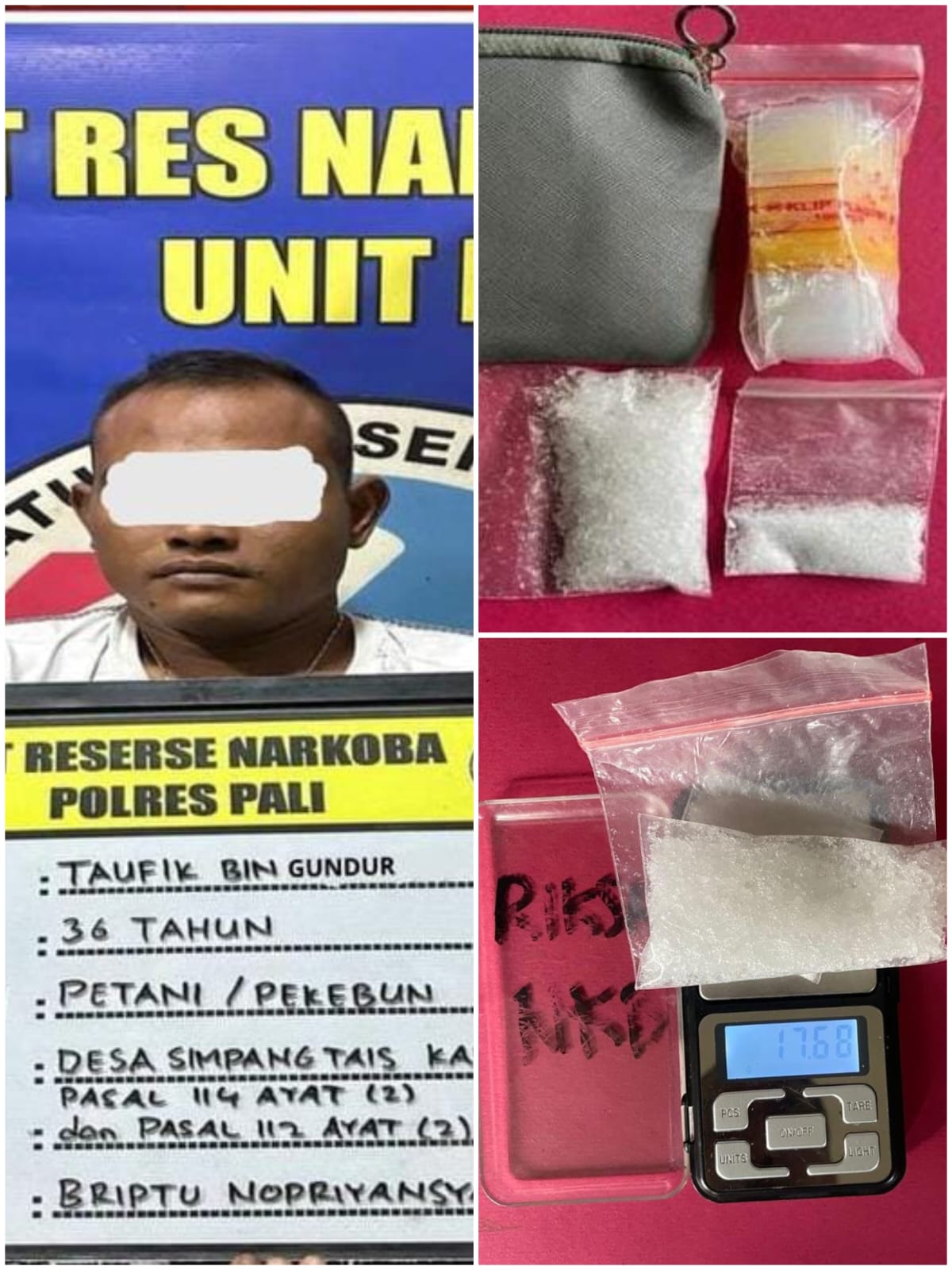 Satresnarkoba Polres PALI Bekuk Pengedar Sabu di Simpang Tais, Amankan Barang Bukti Hampir 18 Gram