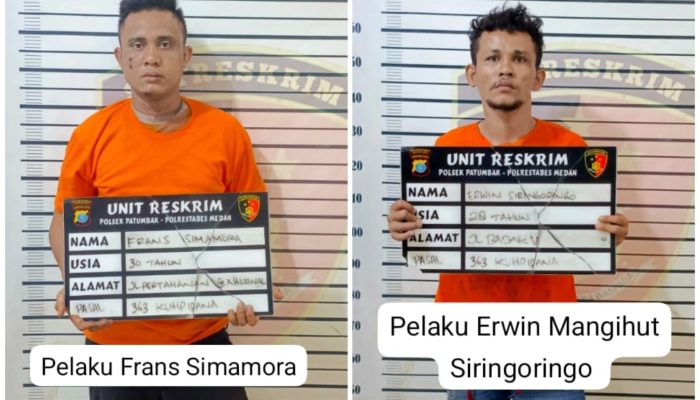 Ket : Ini tampang kedua Pelaku Curas yang berhasil ditangkap Team Unit Reskrim Cepat Polsek Patumbak 