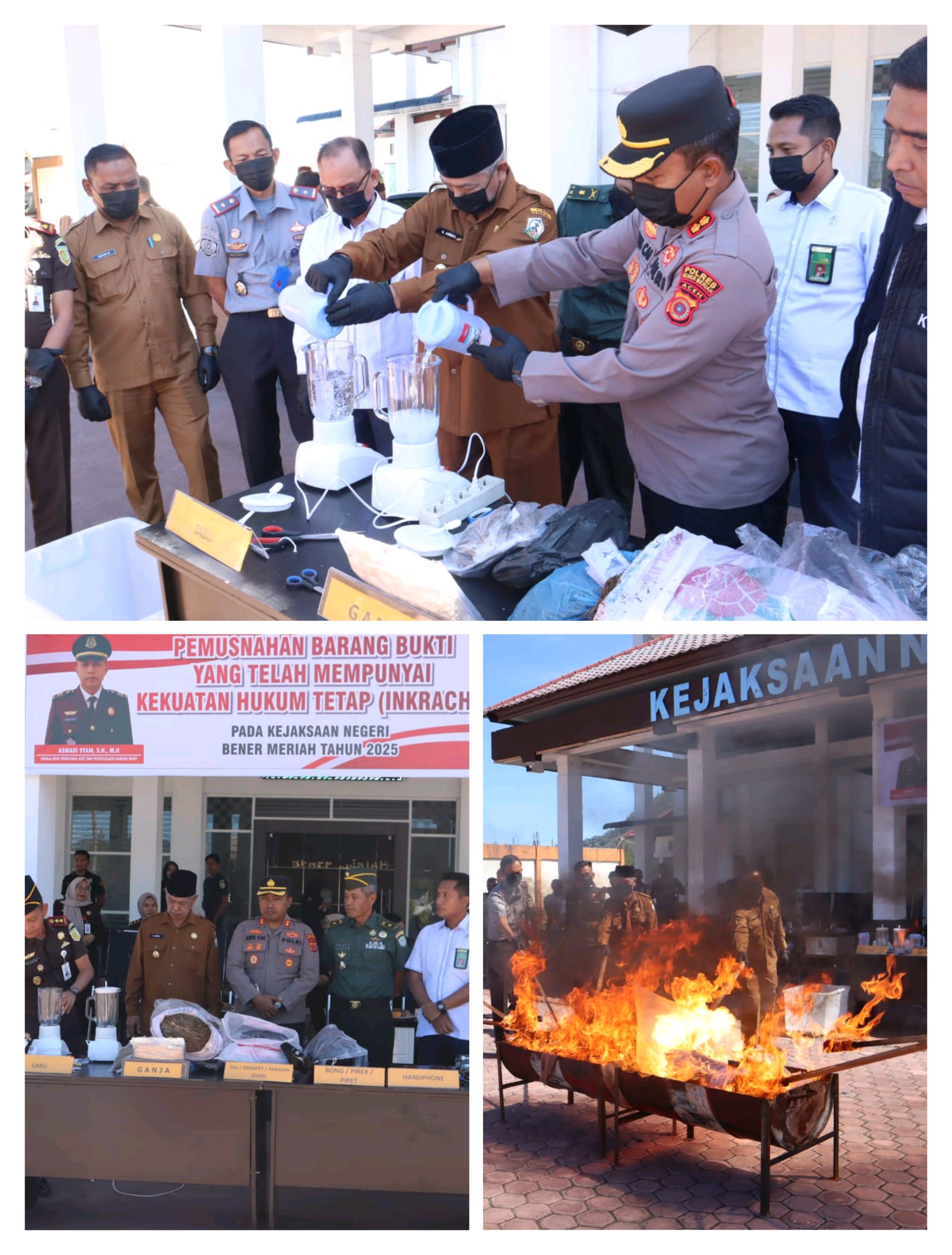 Kejaksaan Negeri Bener Meriah Musnahkan Barang Bukti Inkrach 2025