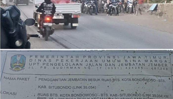 Proyek Jembatan Rp 6, 3 Miliar di Bondowoso Akibatkan Antrian Kendaraan Mengular 