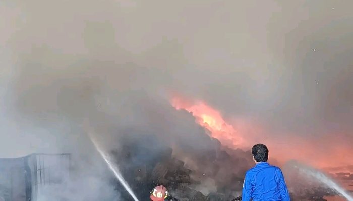 Kebakaran Hebat Meluluhlantakkan Pabrik Sarang Telur di Binjai