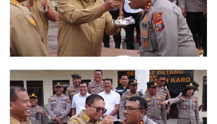 Bupati dan Wakil Bupati Karo Beri Kejutan Ultah ke-46 untuk Kapolres Tanah Karo