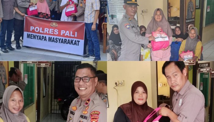 Polres PALI Menyapa Masyarakat di Desa Kota Baru, 50 Paket Sembako Disalurkan