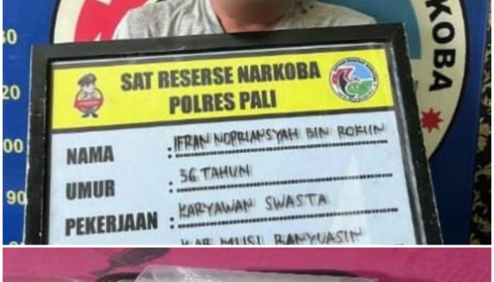POLRES PALI BEKUK PENGEDAR SABU DI JALAN PRABU MENANG, 7,29 GRAM BARANG BUKTI DISITA