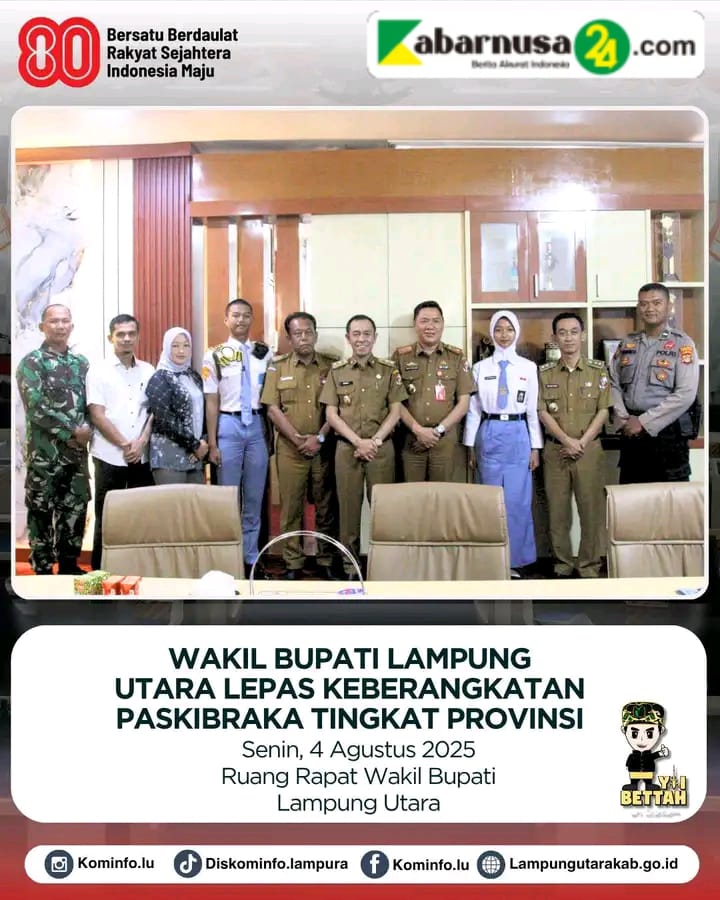 Wakil Bupati Lampung Utara Lepas Keberangkatan Paskibraka Tingkat Provinsi