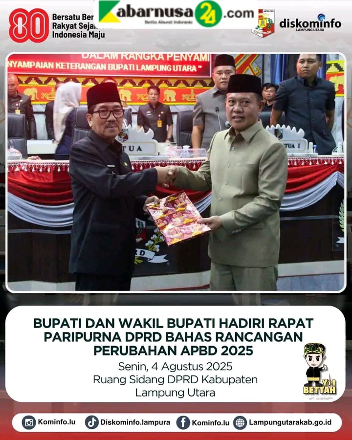 Bupati Dan Wakil Bupati Hadiri Rapat Paripurna DPRD Bahas Rancangan Perubahan APBD Tahun 2025