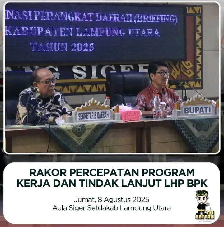 Bupati Lampung Utara Pimpin Rakor Percepatan Kerja Dan Tindak Lanjut Rekomendasi BPK a
