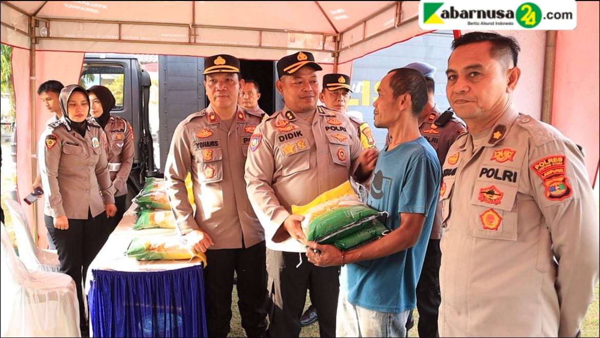 Hari Pertama Gerakan Pangan Murah Polres Lampung Utara, 2 Ton Beras Habis Dibeli Masyarakat