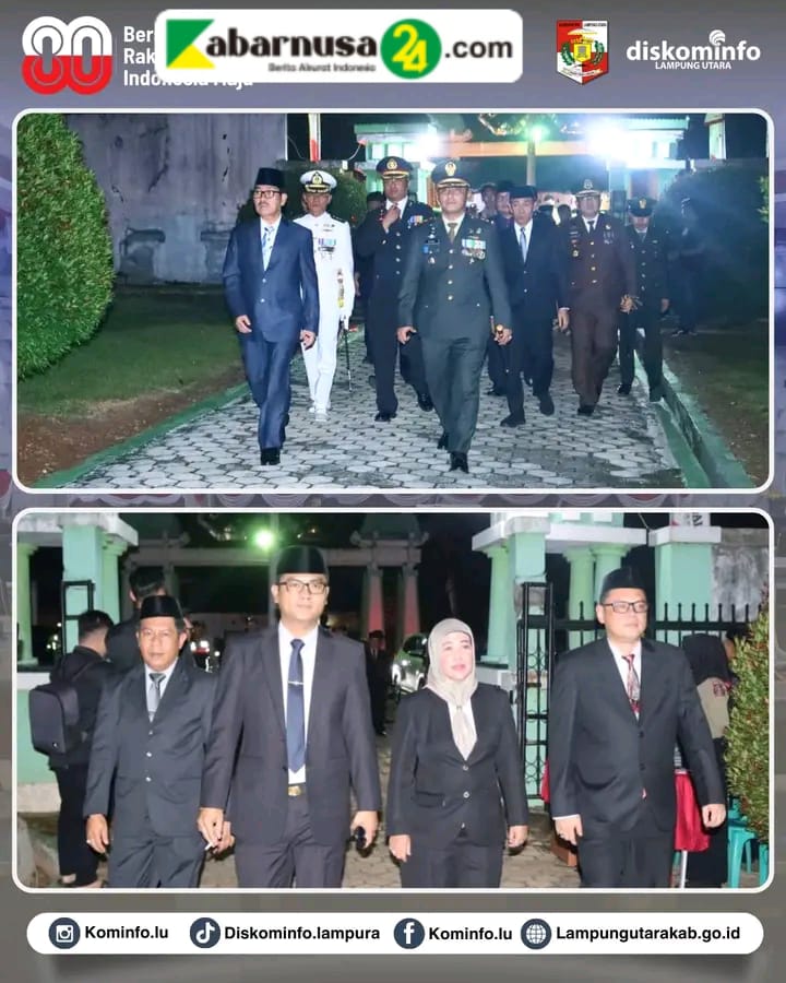 Bupati Dan Wakil Bupati Lampung Utara Hadir Apel Kehormatan Dan Renungan Suci Di Makam Pahlawan Kotabumi