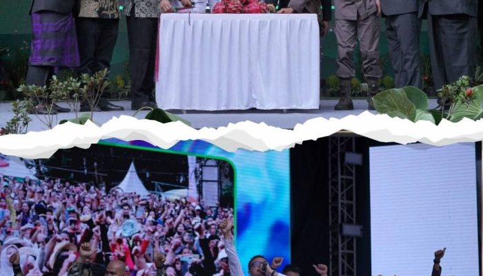 Wamen Kebudayaan RI Giring Ganesha potong komoditi buah unggulan Karo di pembukaan Festival Bunga dan Buah Karo 2025