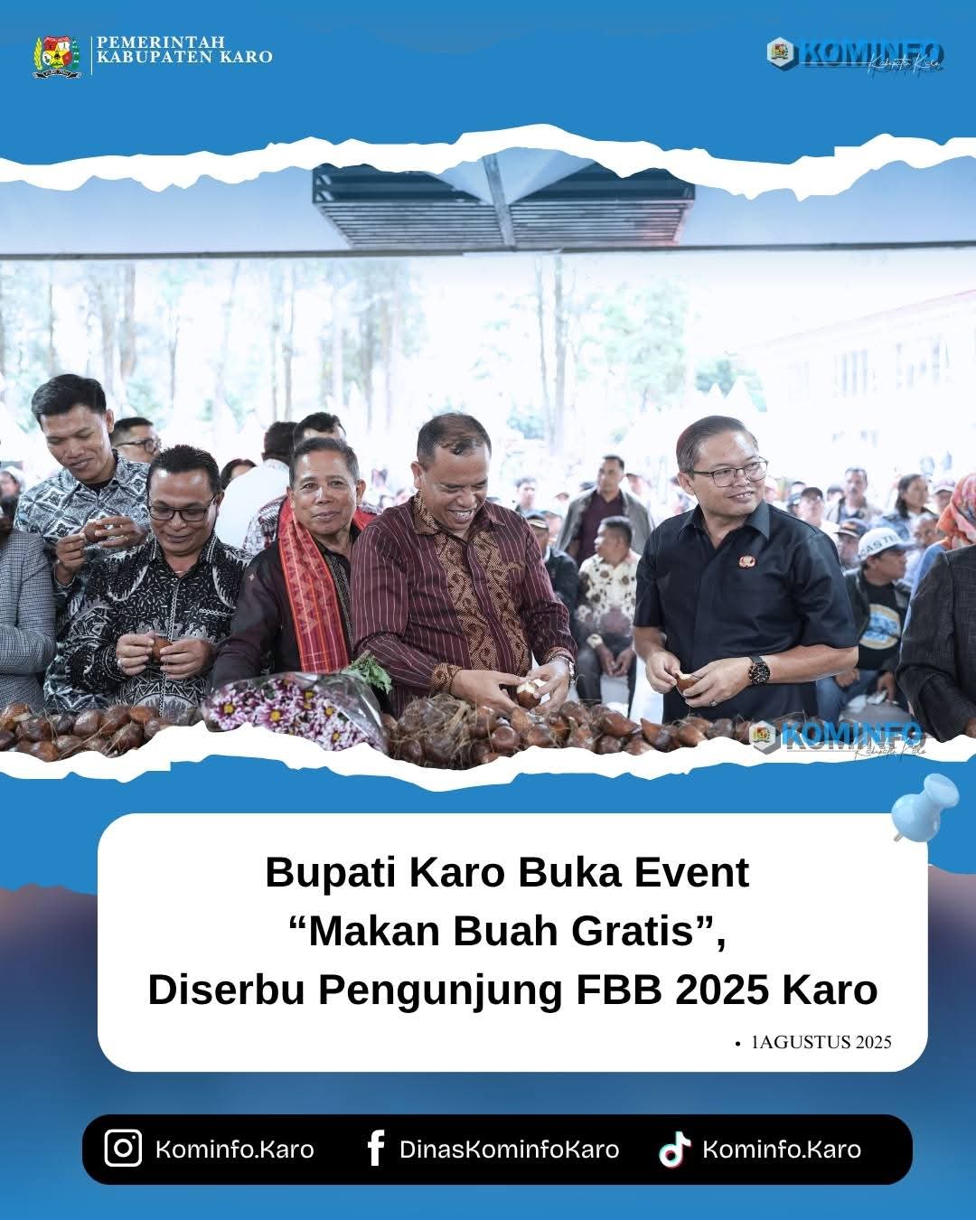 Bupati Karo Antonius Ginting Buka Event “Makan Buah Gratis”, Diserbu Pengunjung FBB Karo