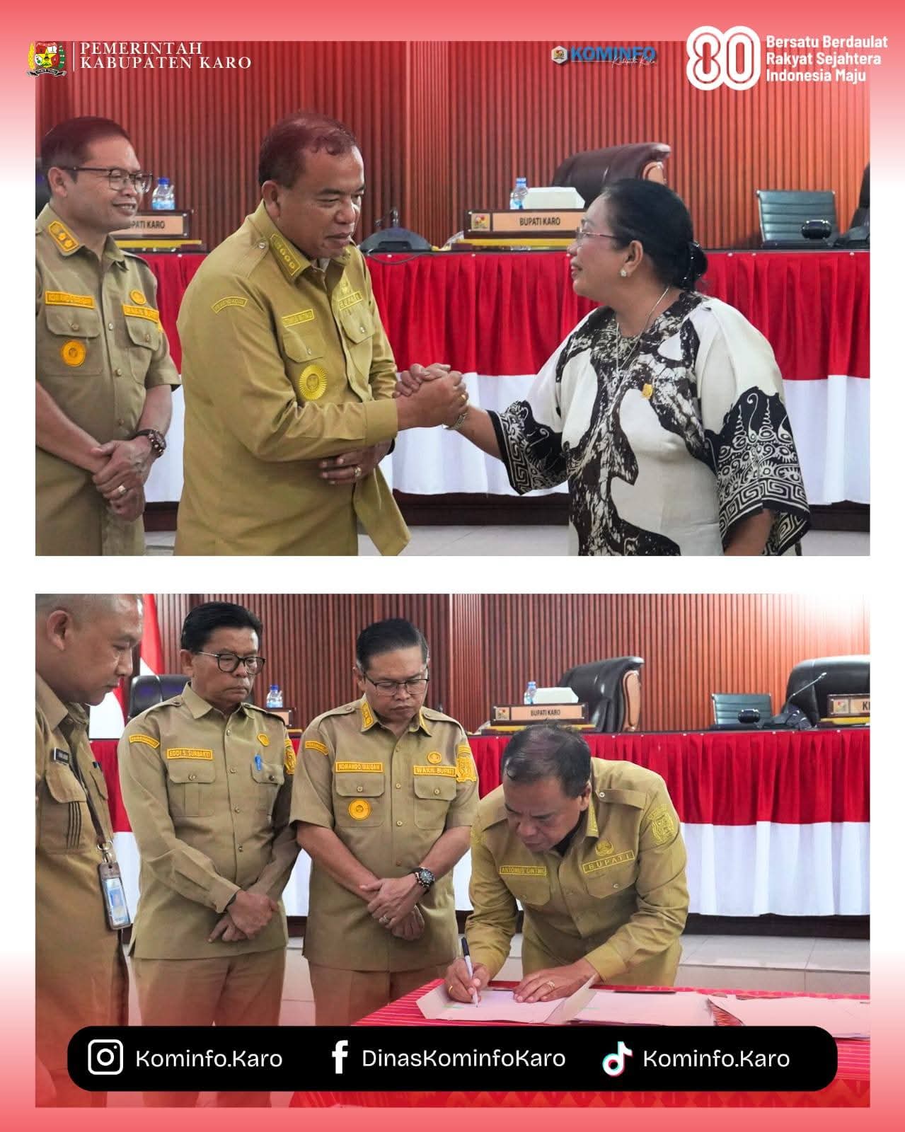 Penandatanganan Nota Kesepakatan Perubahan KUA dan PPAS APBD Kabupaten Karo 2025 antara Bupati Karo dan Pimpinan DPRD Kabupaten Karo