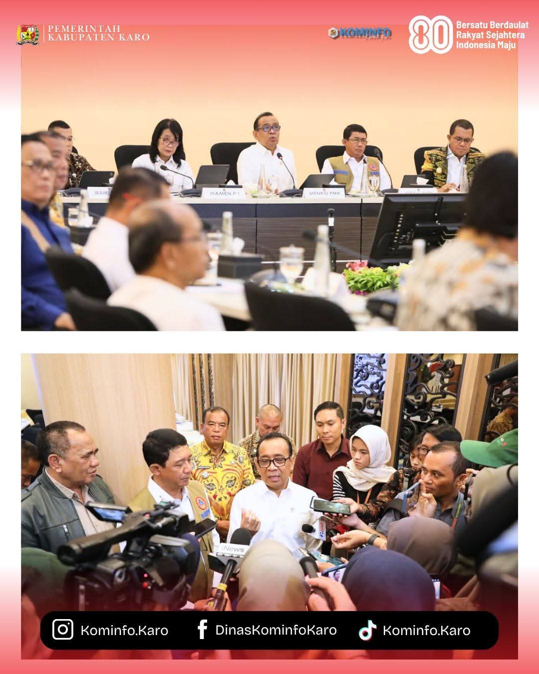 Bupati Karo Ikuti Rakor Pemutakhiran R3P Bersama Menko PMK