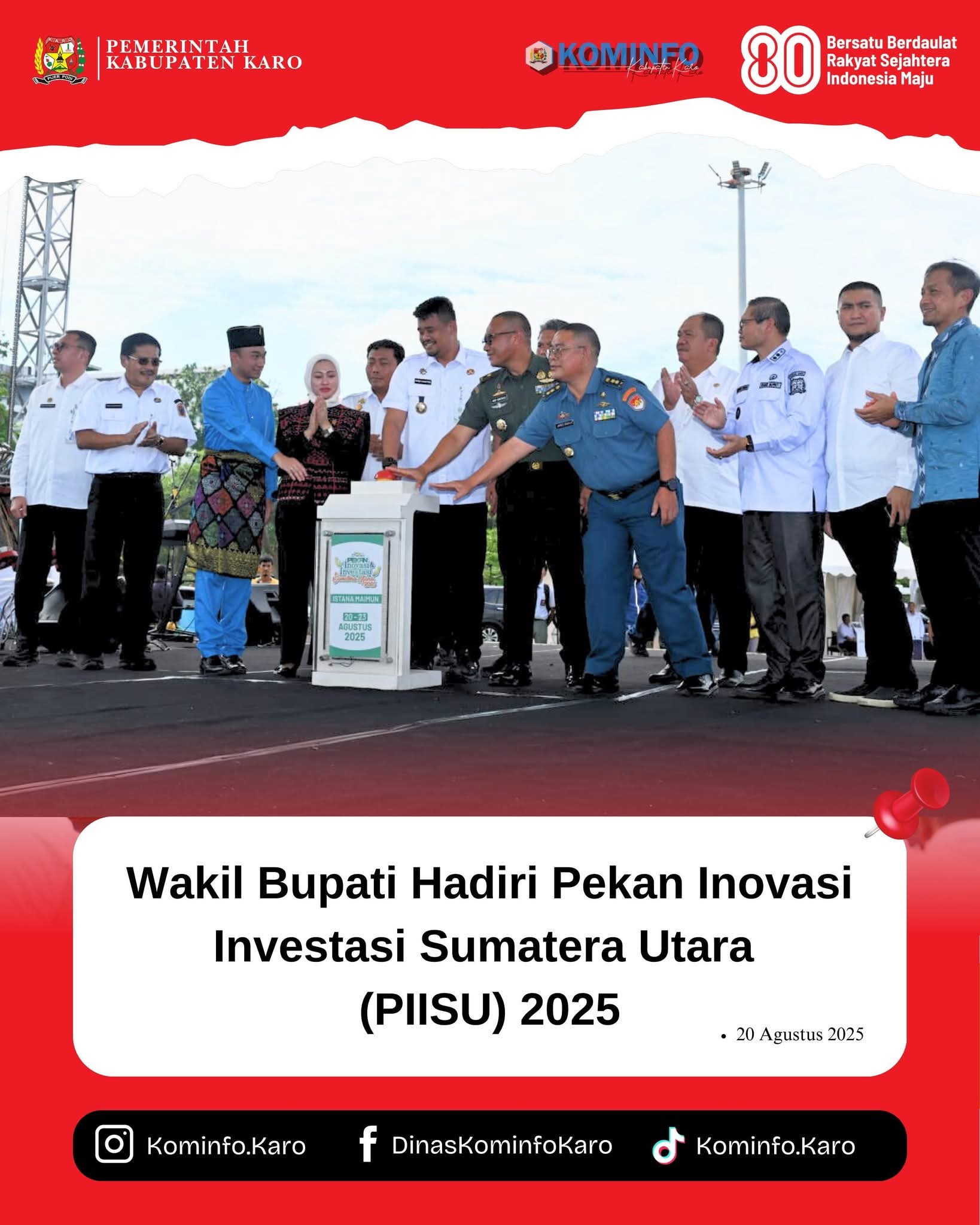 Wakil Bupati Karo Hadiri Pekan Inovasi Investasi Sumatera Utara 2025