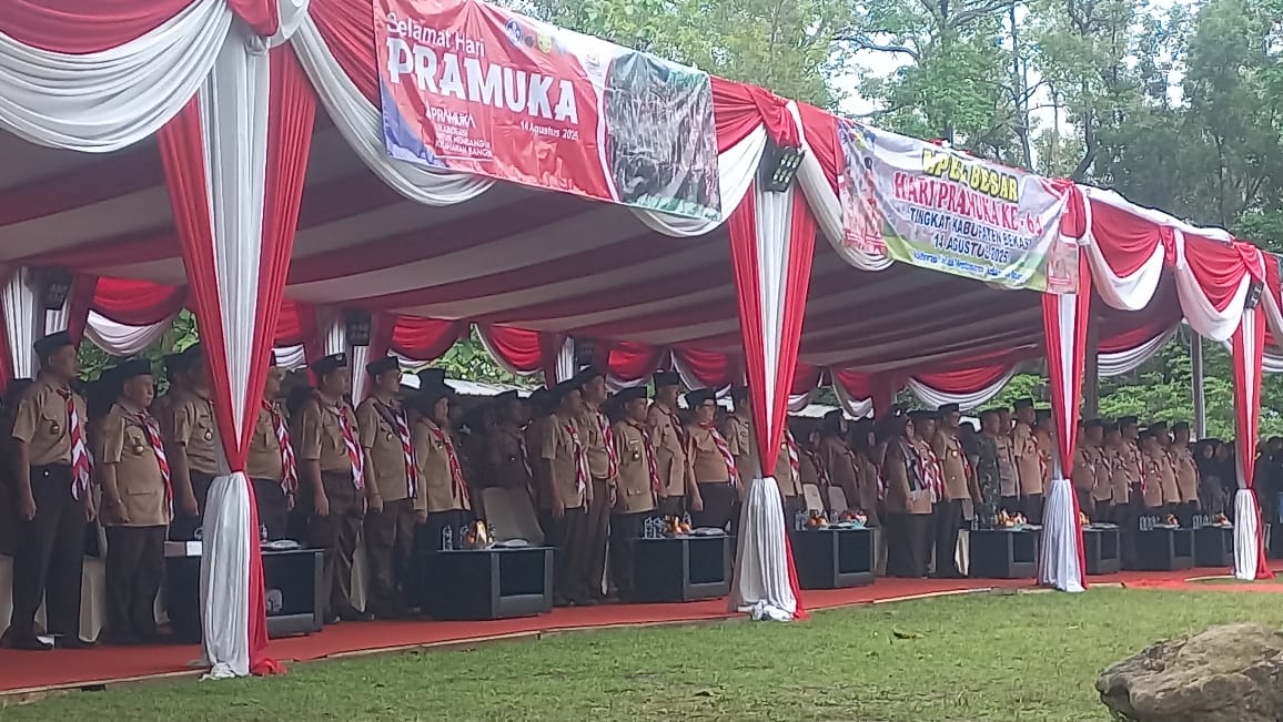 Polsek Cibarusah Pastikan Keamanan Hari Pramuka ke-64