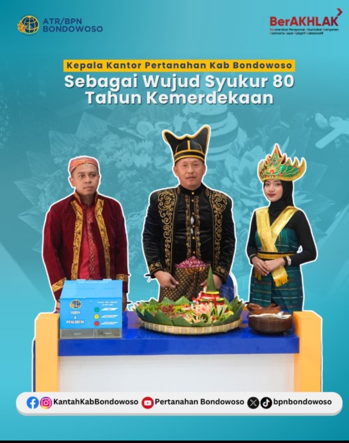 Wujud Syukur 80 Tahun Kemerdekaan, Kepala Kantor BPN Bondowoso Potong Tumpeng