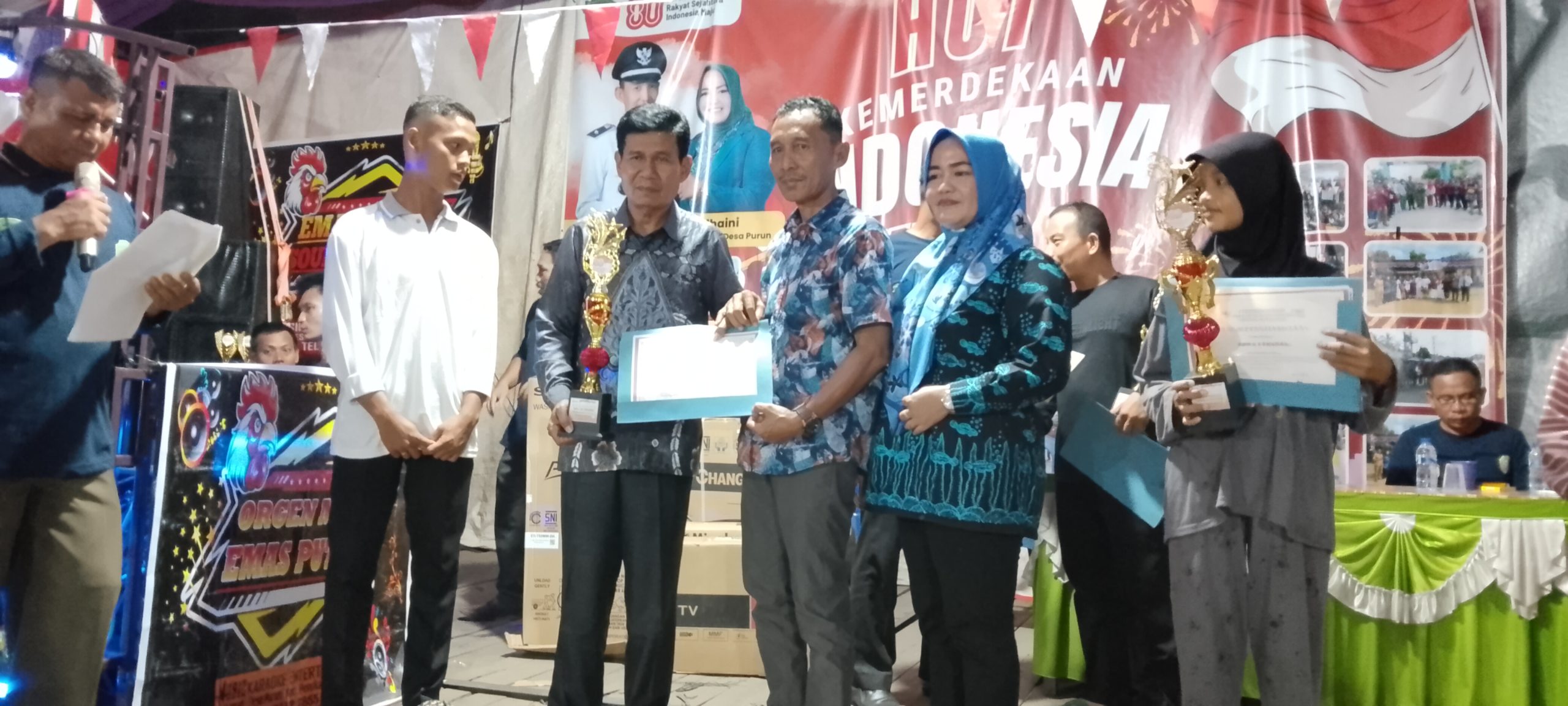 Malam Puncak Kemeriahan Pembagian Hadiah Lomba HUT RI Ke -80 Desa Purun