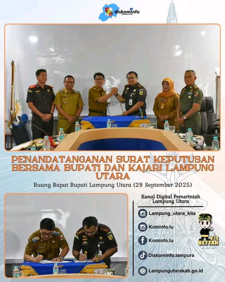 Penandatanganan Surat Keputusan Bersama Bupati Dan Kejari Lampung Utara