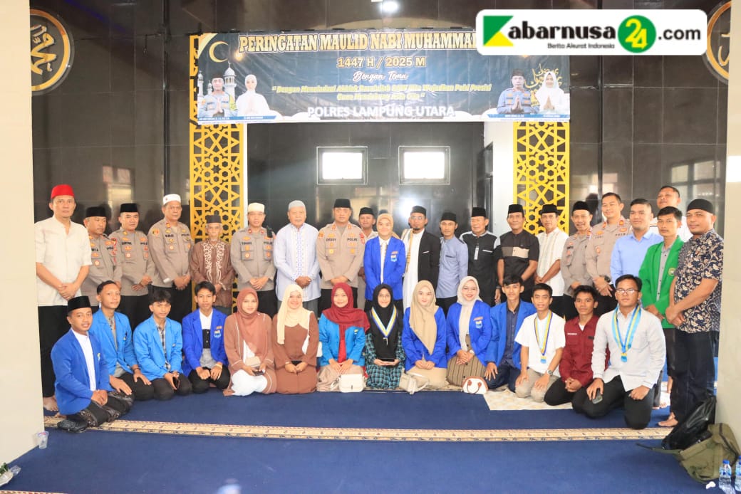Polres Lampung Utara Bersama PMII Gelar Maulid Nabi Dan Pengajian Akbar
