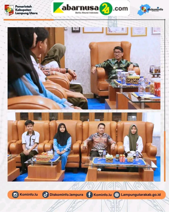 Bupati Lampung Utara Terima Audiensi Perwakilan Provinsi Lampung Pada Ajang Perlemen Remaja
