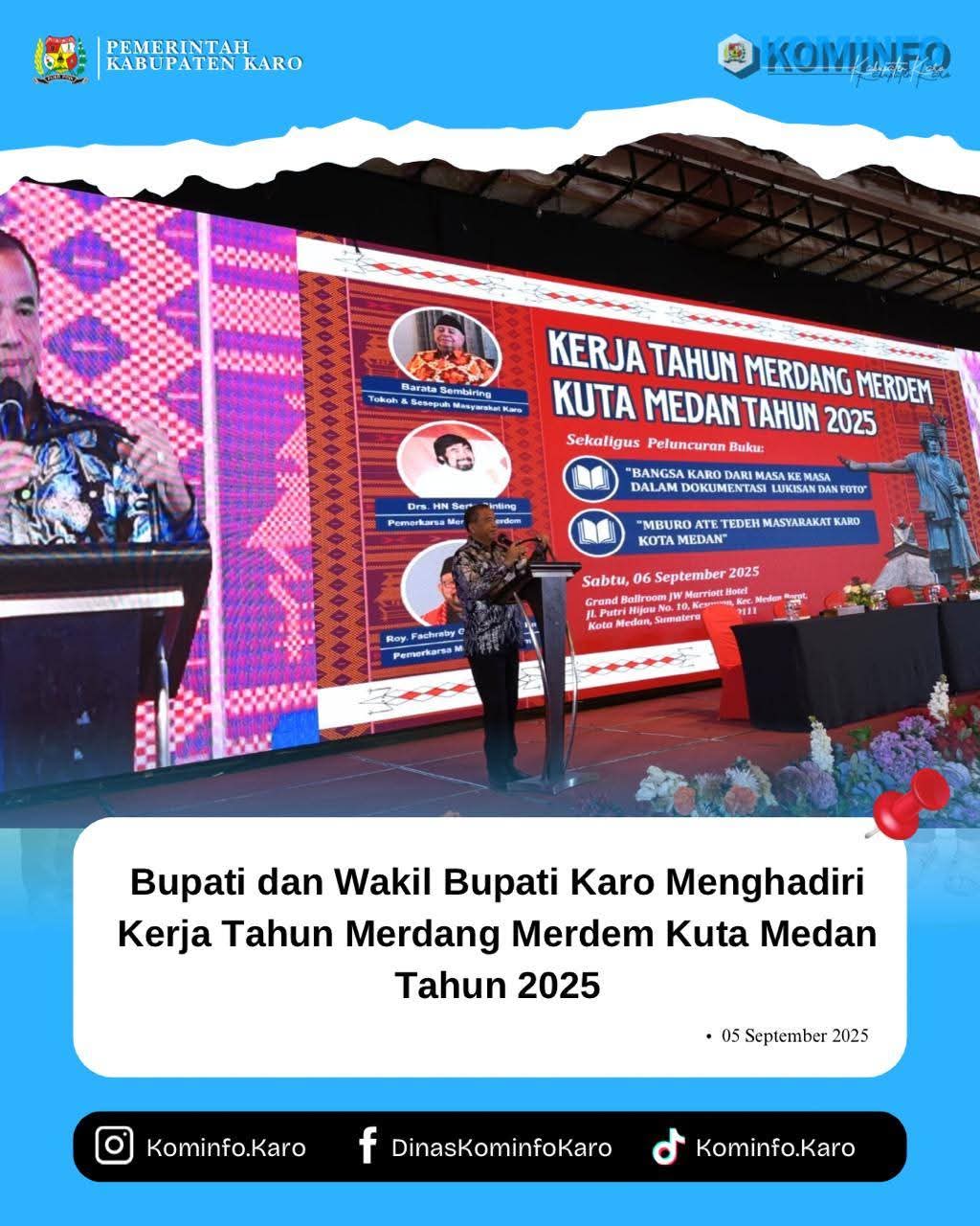 Bupati dan Wakil Bupati Karo Menghadiri Kerja Tahun Merdang Merdem Kuta Medan Tahun 2025