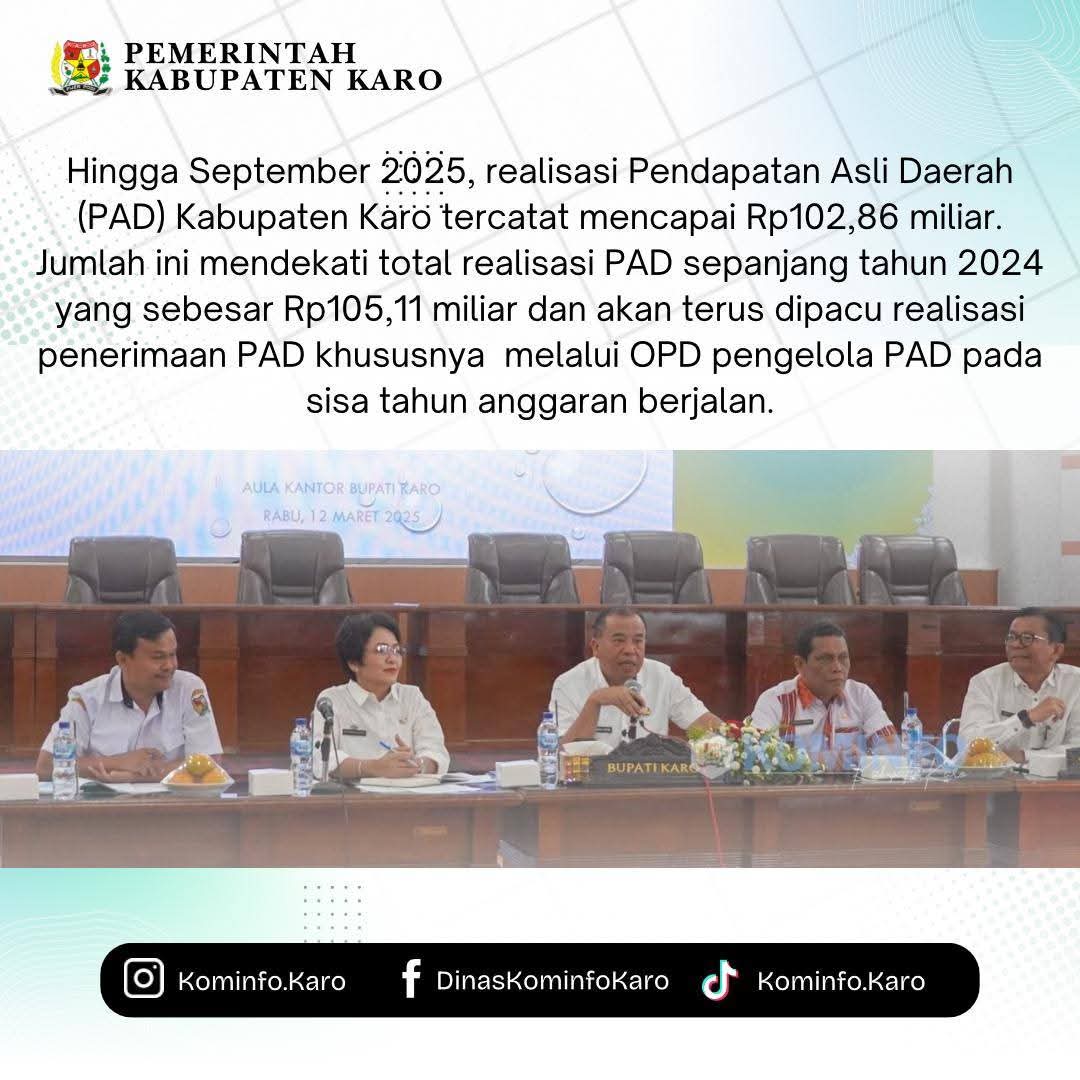 Realisasi PAD Karo Meningkat, Mendekati Target Tahunan Realisasi PAD Karo Meningkat, Mendekati Target Tahunan