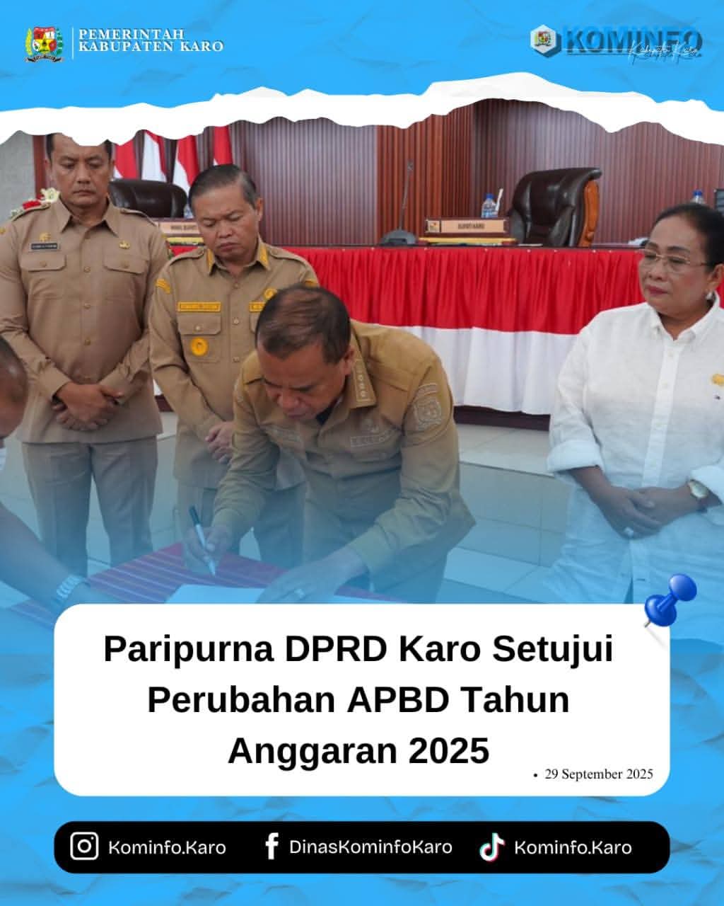 Paripurna DPRD Karo Setujui Perubahan APBD Tahun Anggaran 2025